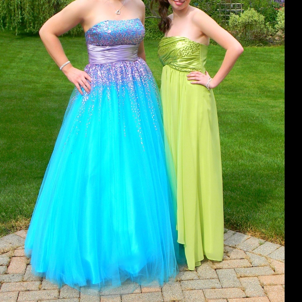 Blue and Purple Sequined Princess Prom Dress